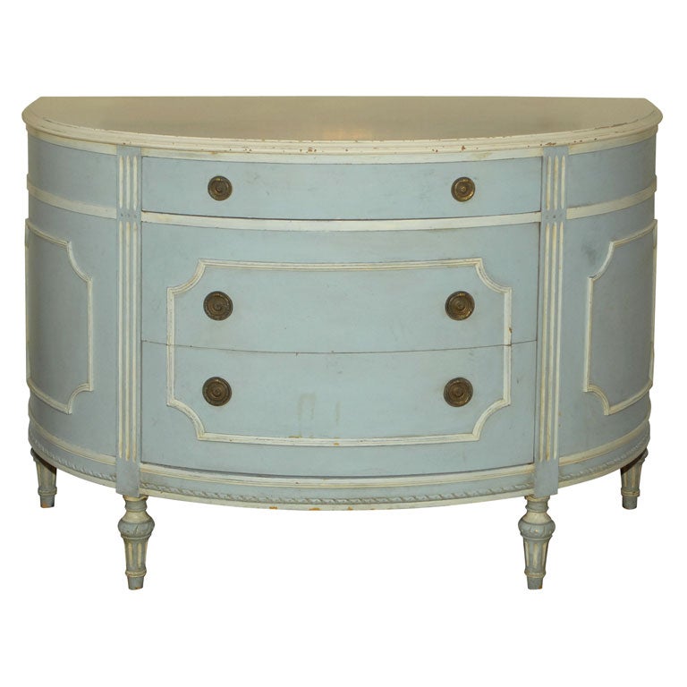 Painted Demilune Commode/Buffet For Sale
